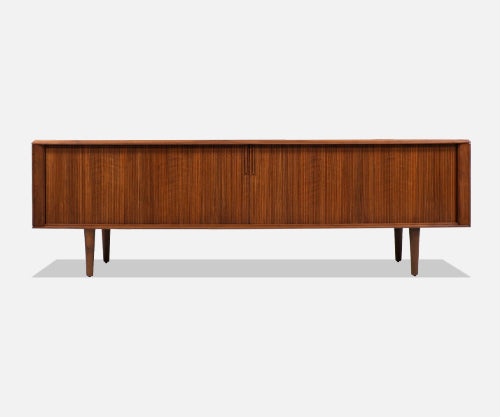 Vintage Mid-Century Modern Low-Profile Tambour-Door Credenza by Barzilay 