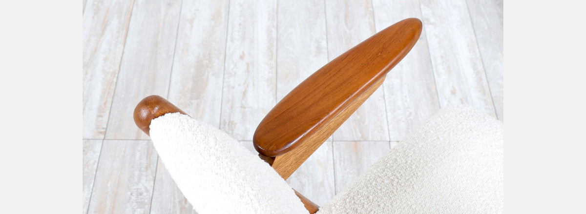 Danish Modern Sculpted Oak & Teak Arm Chair by Arne-Hovmand Olsen