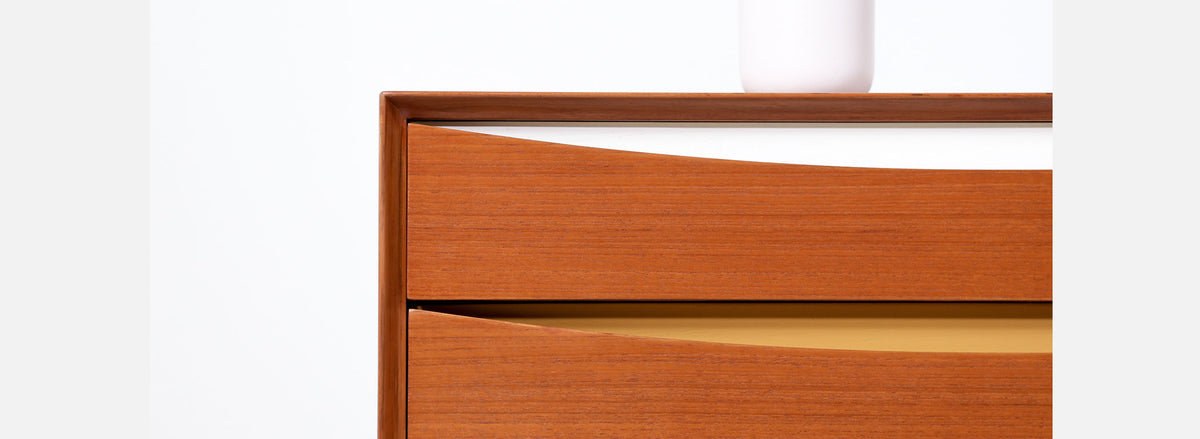 Arne Vodder "Triennale" Teak Dresser with Color Bowtie Drawers for Sibast Møbler