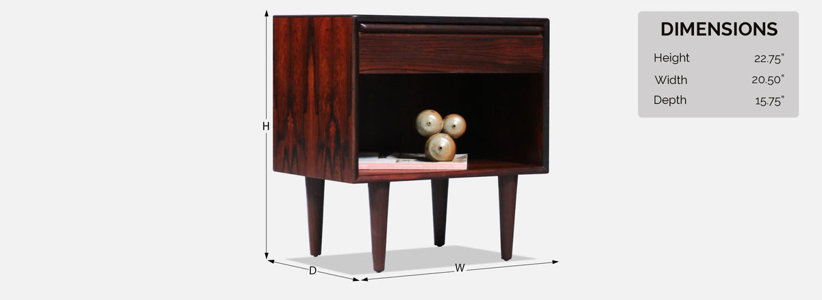 Mid-Century Rosewood Night Stands w/ Bookcase by Westnofa