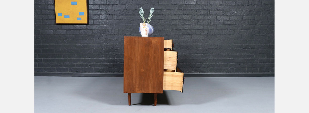 California Modern Two-Tone Black Lacquered Dresser by Stanley Young