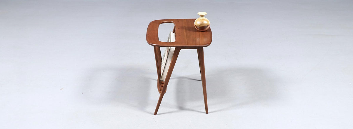 Arthur Umanoff Mid-Century Spindle Side Table With Magazine Shelf