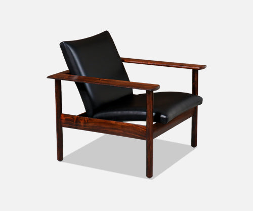 Nordic Modern Sculpted Rosewood Reclining Lounge Chair