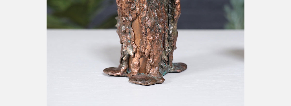 Mid-Century Modern Brutalist Copper Candle Holders