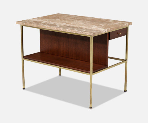Paul McCobb "Irwin Collection" Marble & Brass Side Table for Calvin Furniture