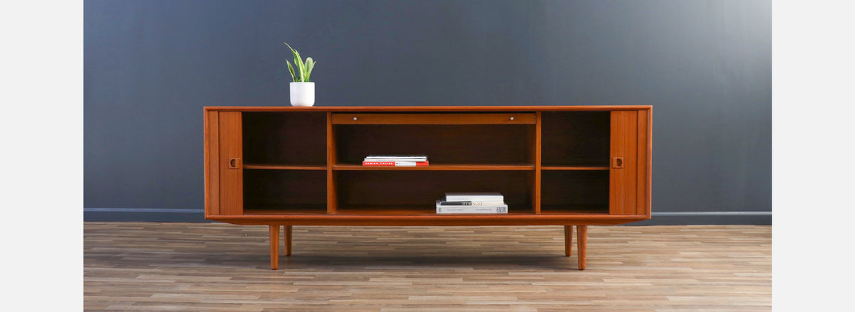 Axel Christiansen Teak Tambour-Door Credenza for Aco Mobler