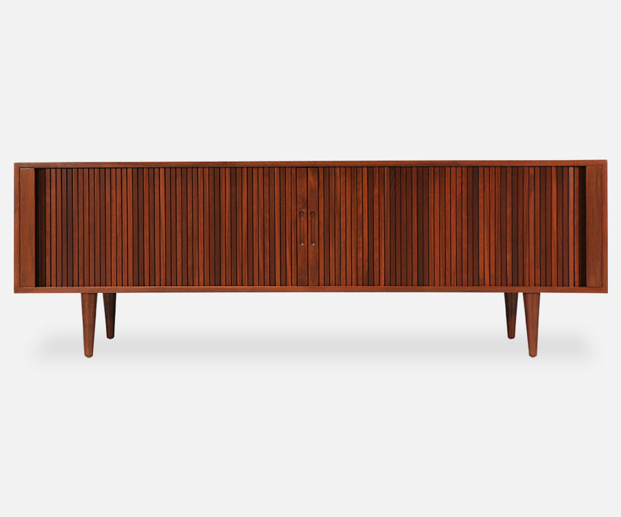 Mid-Century Low Profile Tambour-Door Credenza