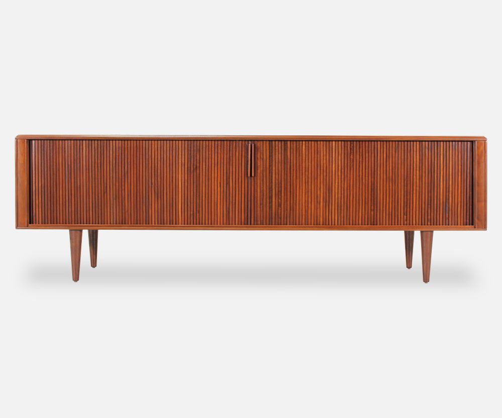 Mid-Century Modern Low Profile Tambour-Door Credenza by Barzilay