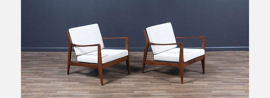Folke Ohlsson Sculpted Walnut Lounge Chairs for Dux