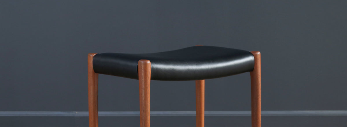 Niels Moller Model-80A Teak & Leather Stool