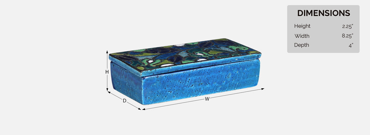 Aldo Londi Blue Glazed Ceramic Floral Lidded Box