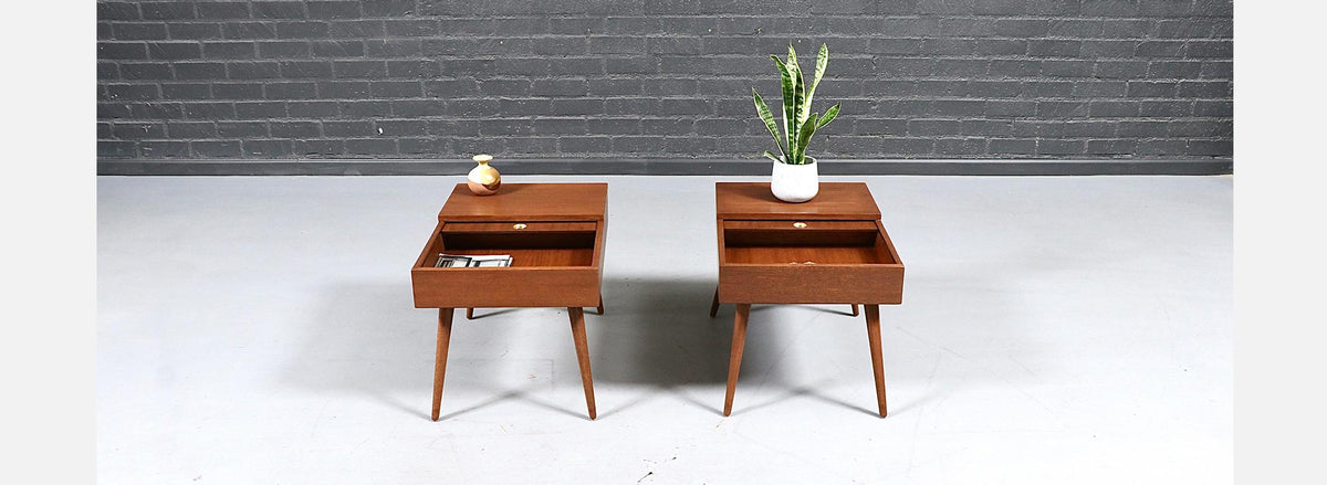 Californian Modern Side Tables w/ Storage Compartments by John Keal