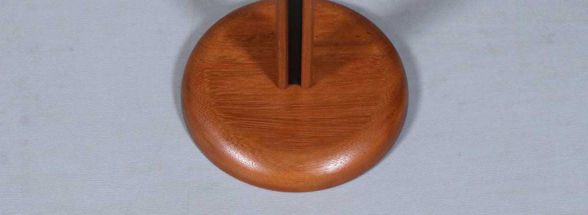 Danish Modern Sculptural Teak Floor Lamp w/ Linen Cone Shade