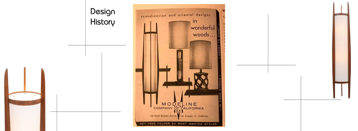 California Modern Sculpted Walnut Floor Lamp by Modeline