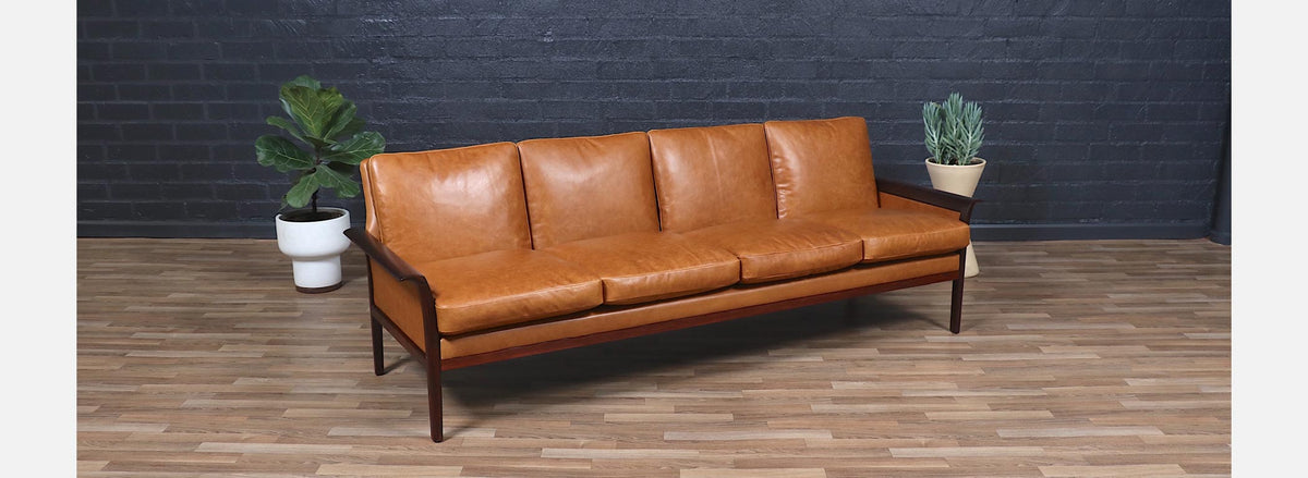 Fredrik Kayser Model-934 Rosewood & Leather Sofa