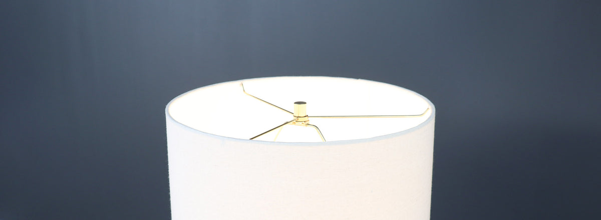 Mid-Century Sculpted Walnut with Brass Accent Table Lamp