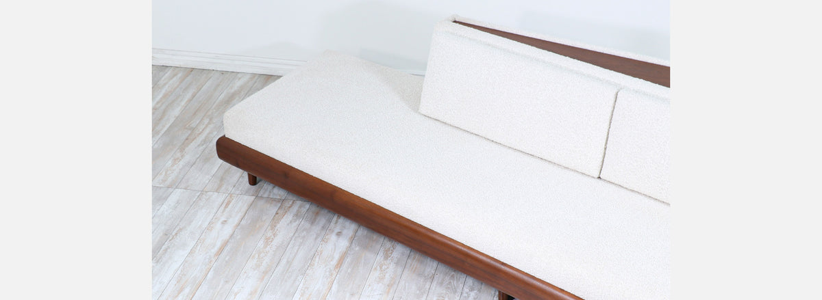 Adrian Pearsall "Boomerang" Walnut & Boucle Tweed Sofa for Craft Associates