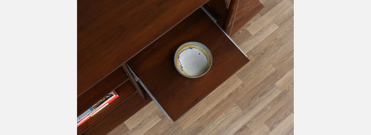 Mid-Century Modern Sculpted Walnut Tier Bookshelf