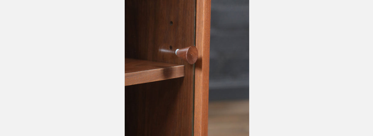 Custom Made Walnut Bookcase w/ Glass Doors by Danish Modern LA