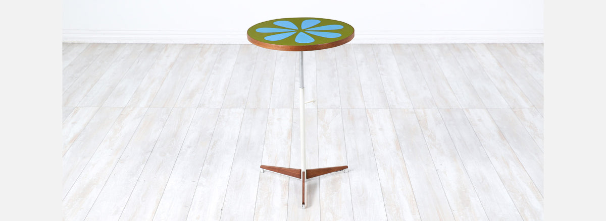 Peter Pepper Products Adjustable Tripod Walnut & Resin Side Table