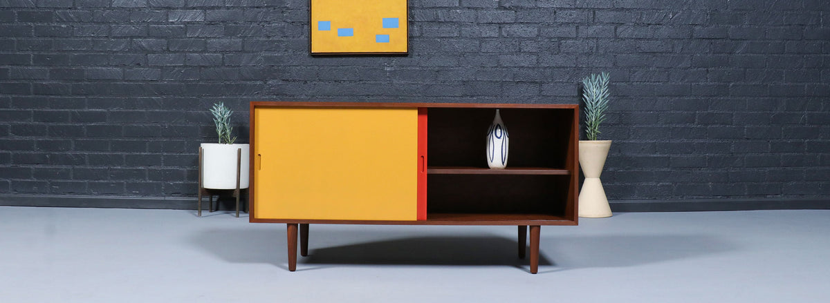 Custom Made Multi-Color Lacquered Credenza by Danish Modern LA