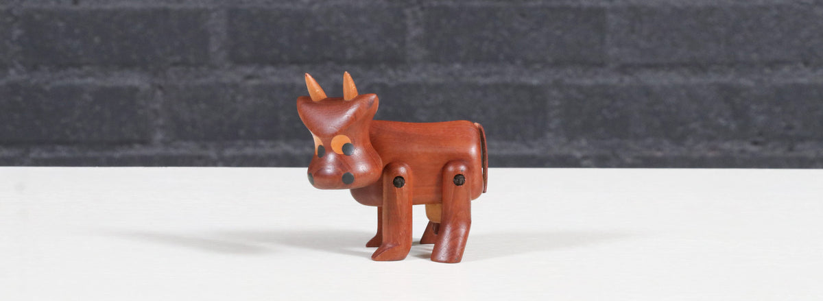 Danish Modern Teak Cow Figurine Sculpture by Sveistrup