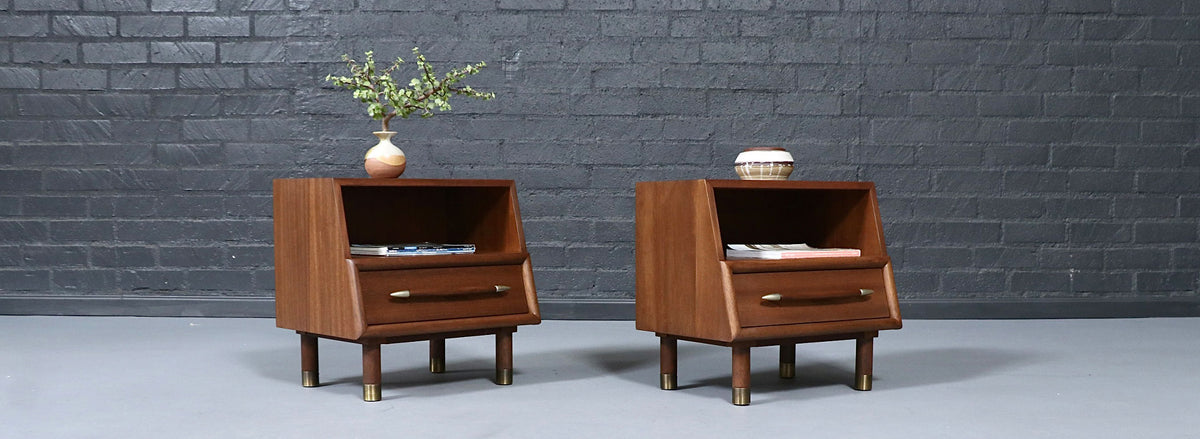 Californian Modern Night Stands w/ Bookcase by John Keal for Brown Saltman