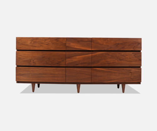 Mid-Century Modern 9-Drawer Walnut Dresser by American of Martinsville 