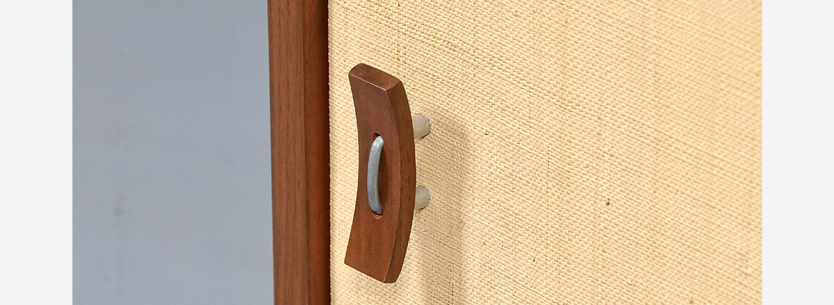 Stanley Young Walnut & Grasscloth Credenza for Glenn of California