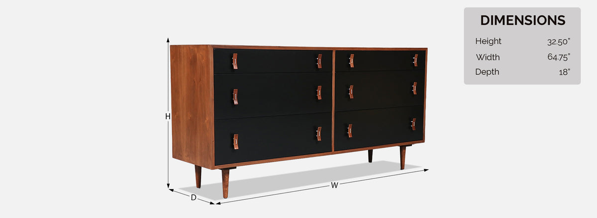 California Modern Two-Tone Black Lacquered Dresser by Stanley Young