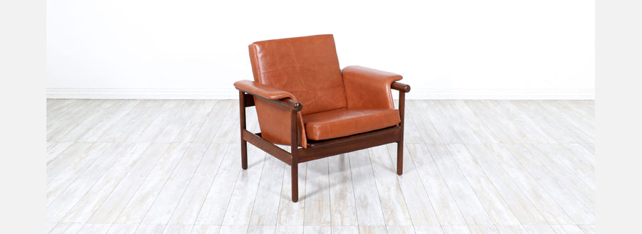 Illum Wikkelsø Cognac Leather Lounge Chair for Koefoed's Møbelfabrik 