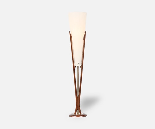 Mid-Century Modern Sculpted Walnut Floor Lamp by Modeline 3