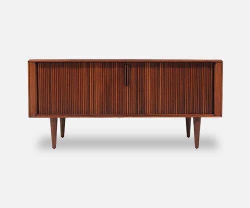 Mid-Century Low Profile Tambour-Door Credenza by Barzilay 2