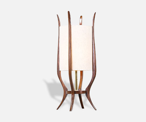 Mid-Century Modern Sculpted Walnut Table Lamp