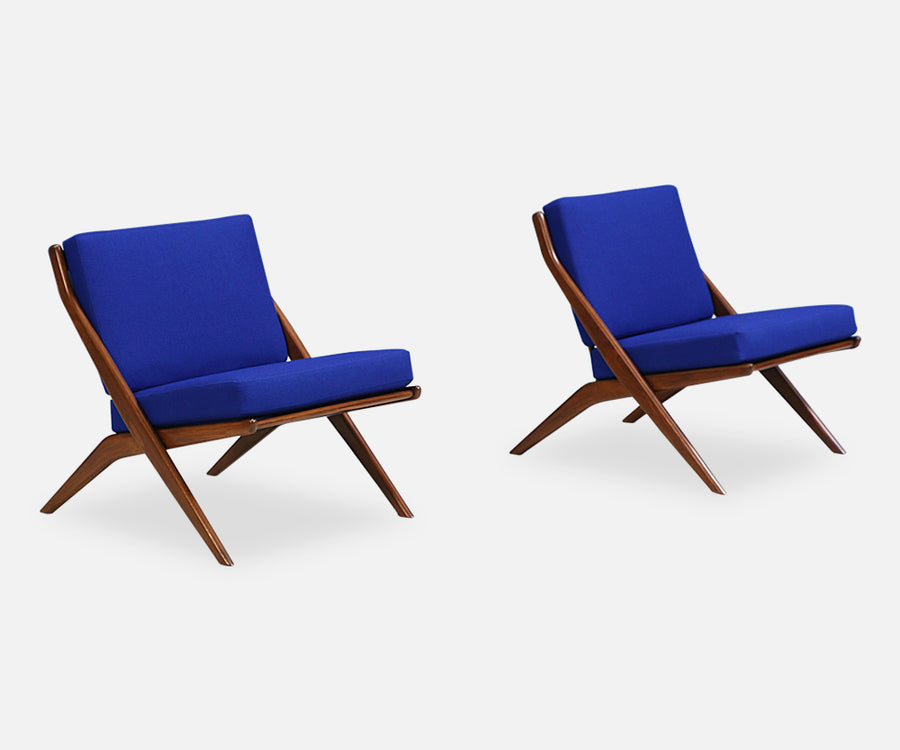 Mid-Century Modern “Scissor” Lounge Chairs by Folke Ohlsson for Dux