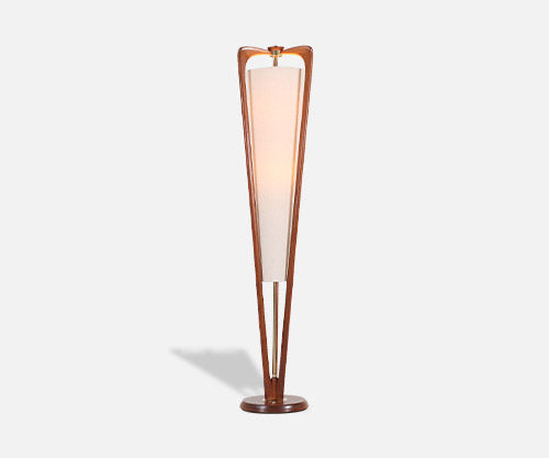 Mid-Century Walnut "Cone" Style Floor Lamp