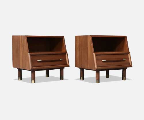Californian Modern Night Stands w/ Bookcase by John Keal for Brown Saltman