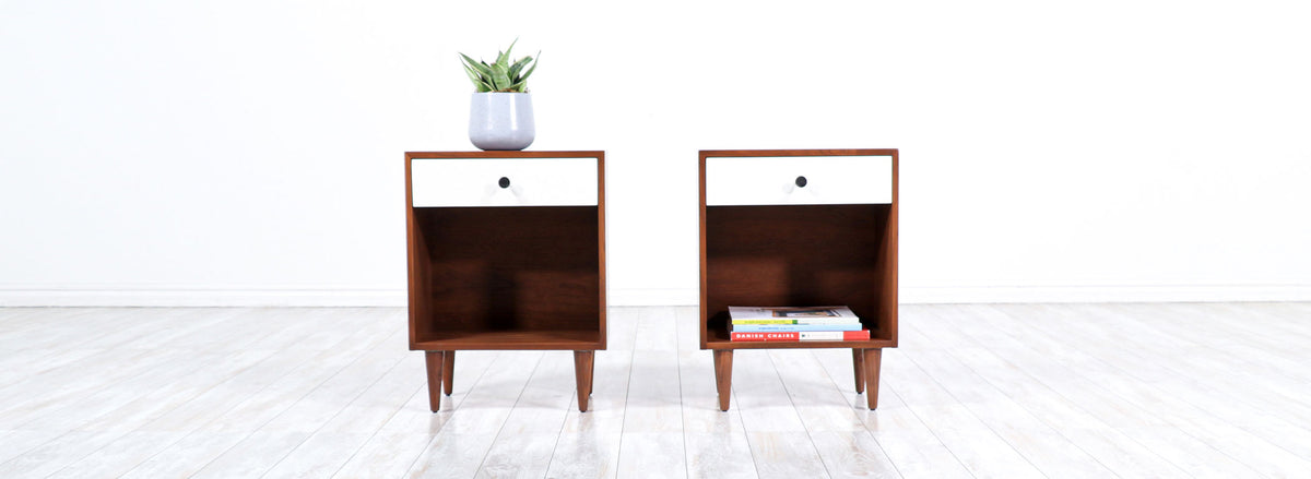 Milo Baughman Two-Tone Lacquered Night Stands for Glenn of California