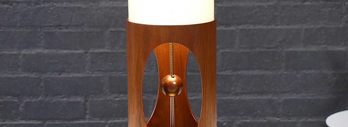 Arthur Jacobs Korina Wood Cylinder Table Lamp for Modeline of California