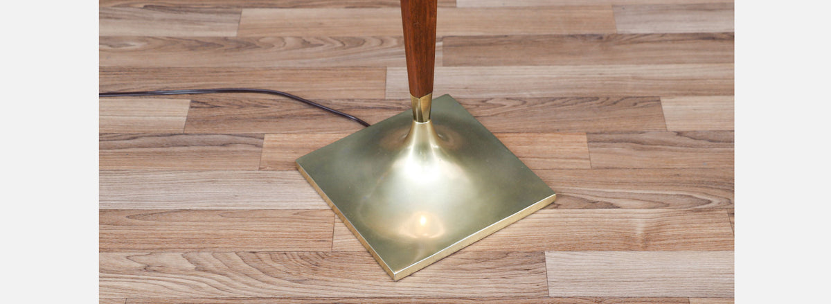 Laurel Sculpted Walnut & Brass Floor Lamp 