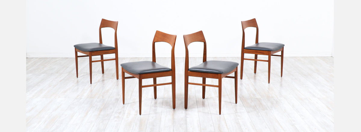Henning Kjærnulf Teak & Leather Dining Chairs for Vejle Møbler