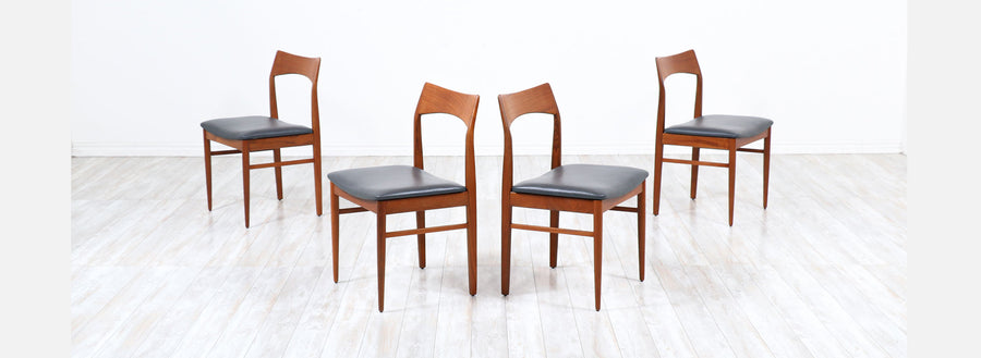 Henning Kjærnulf Teak & Leather Dining Chairs for Vejle Møbler