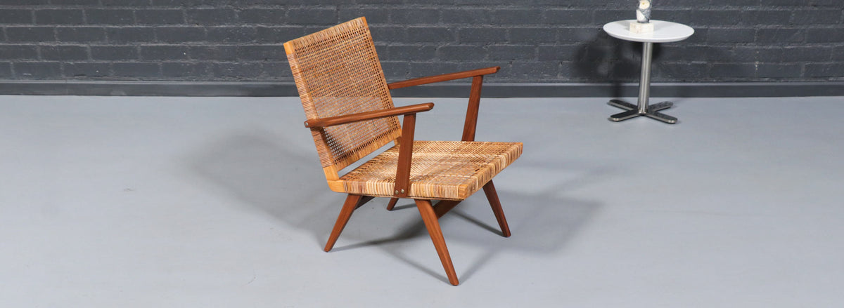 Mid-Century Dutch Modern Cane & Teak Lounge Chair