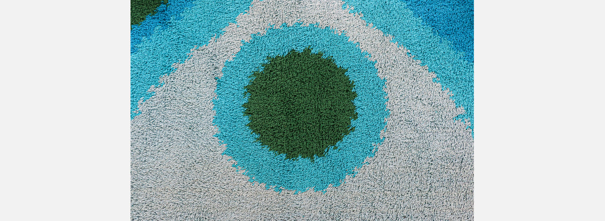 Large Danish Modern Hand-Knotted Blue/Green Wool Rug by Rya