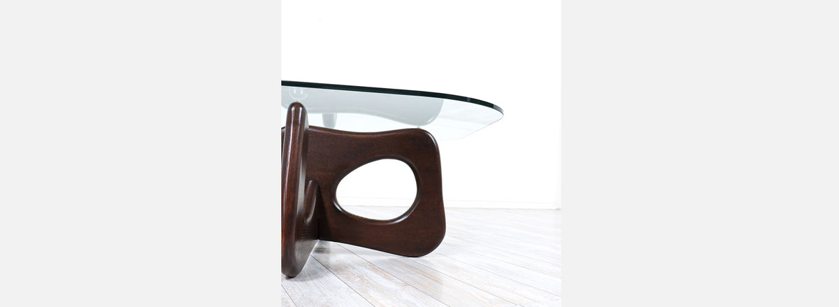 Mid-Century Modern Biomorphic Coffee Table with Glass Top 