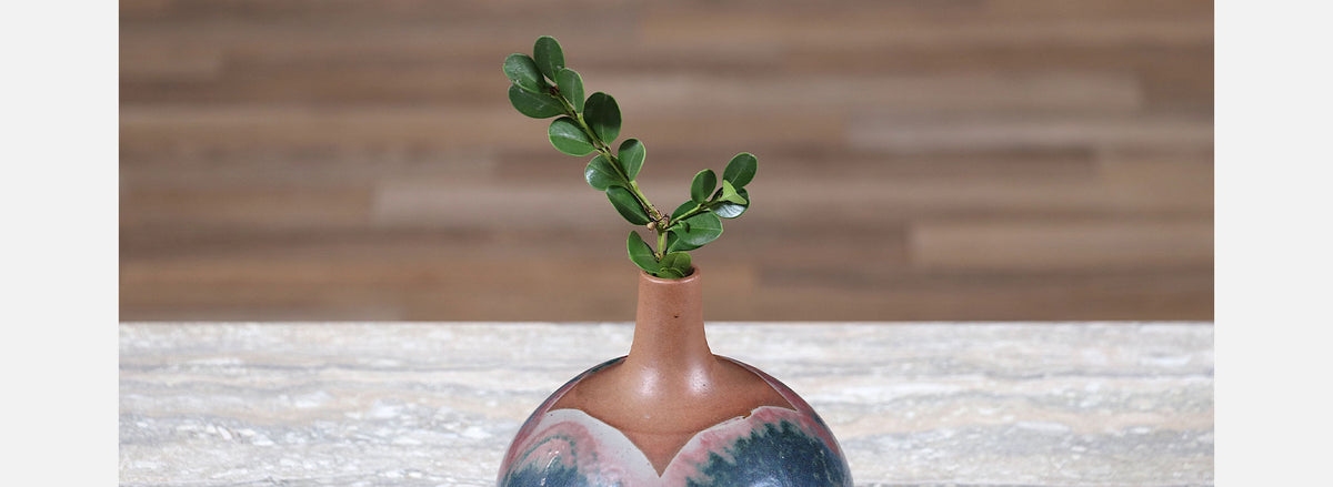 Robert Maxwell Studio Ceramic Vase with Blue & Green Glaze