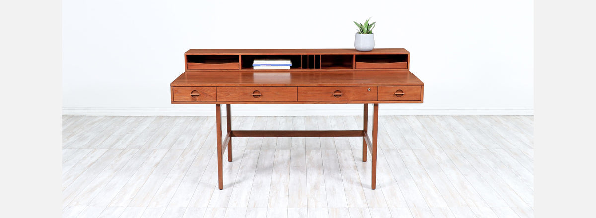 Danish Modern Flip-Top Partners Executive Teak Desk by Peter Løvig Nielsen