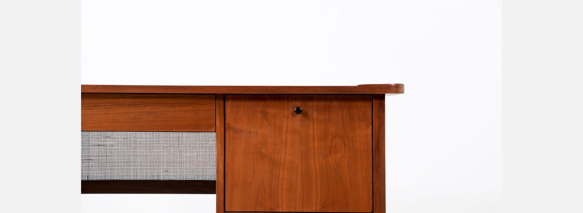Jack Cartwright Walnut & Cane Executive Desk for Founders Co.