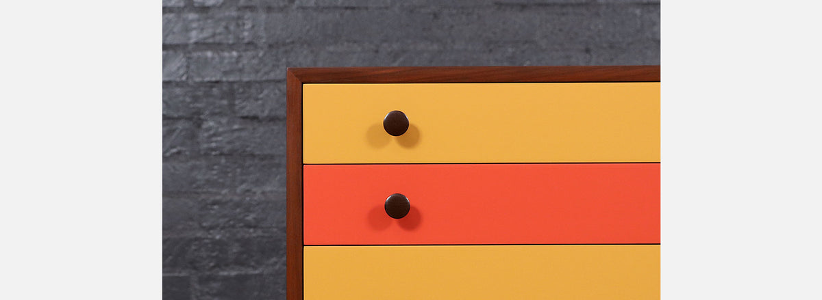 Milo Baughman Multi-Color Lacquered Dresser for Glenn of California. 