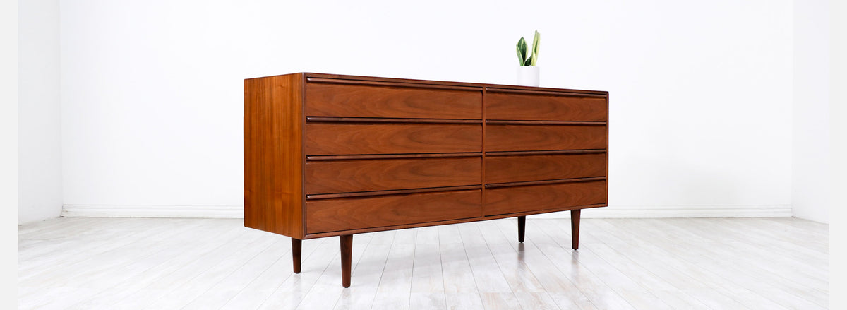 Scandinavian Modern Walnut 8-Drawer Dresser by Westnofa